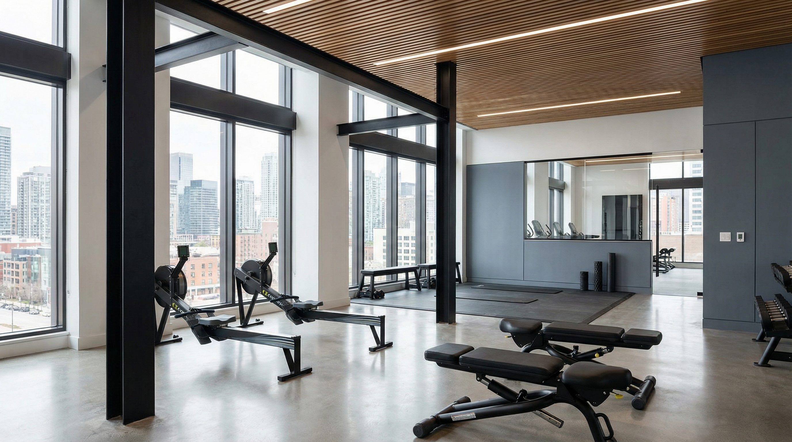 Functional gym design with spatial zoning